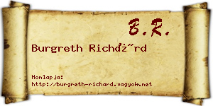Burgreth Richárd névjegykártya